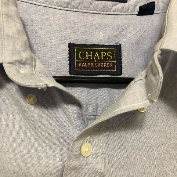 Chaps by Ralph Lauren Mens Light Blue Jean Color Longsleeve Shirt 17 34/35 - Picture 3 of 4
